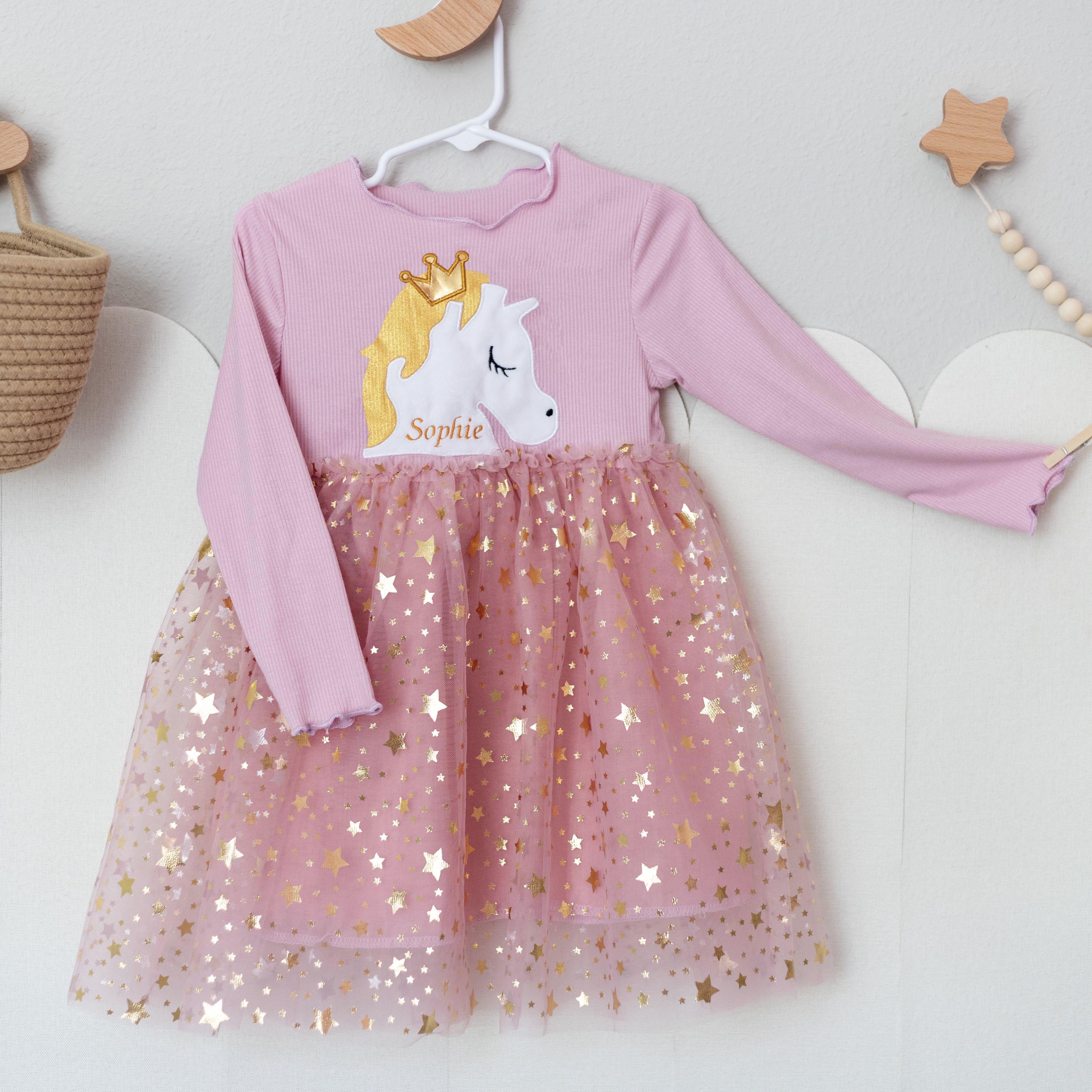 Personalized Girl Unicorn Birthday  Embroidered Tutu Dress| Dress42