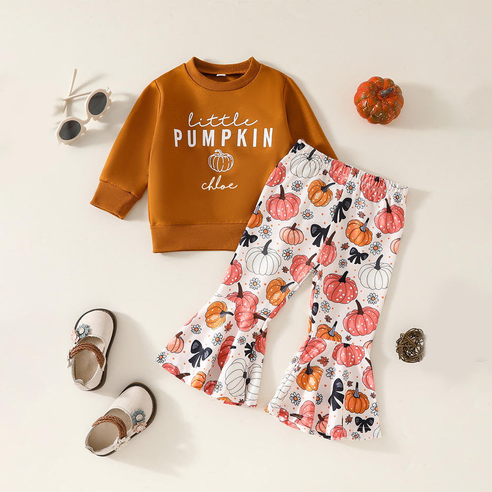 Personalized Baby Girl My Little Pumpkin Sweatshirt Set| YESHalloween07