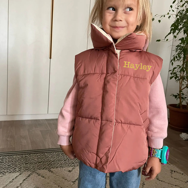 Personalized Kids Winter Thicken Warm Embroidered Vest Jackets| Cloth200