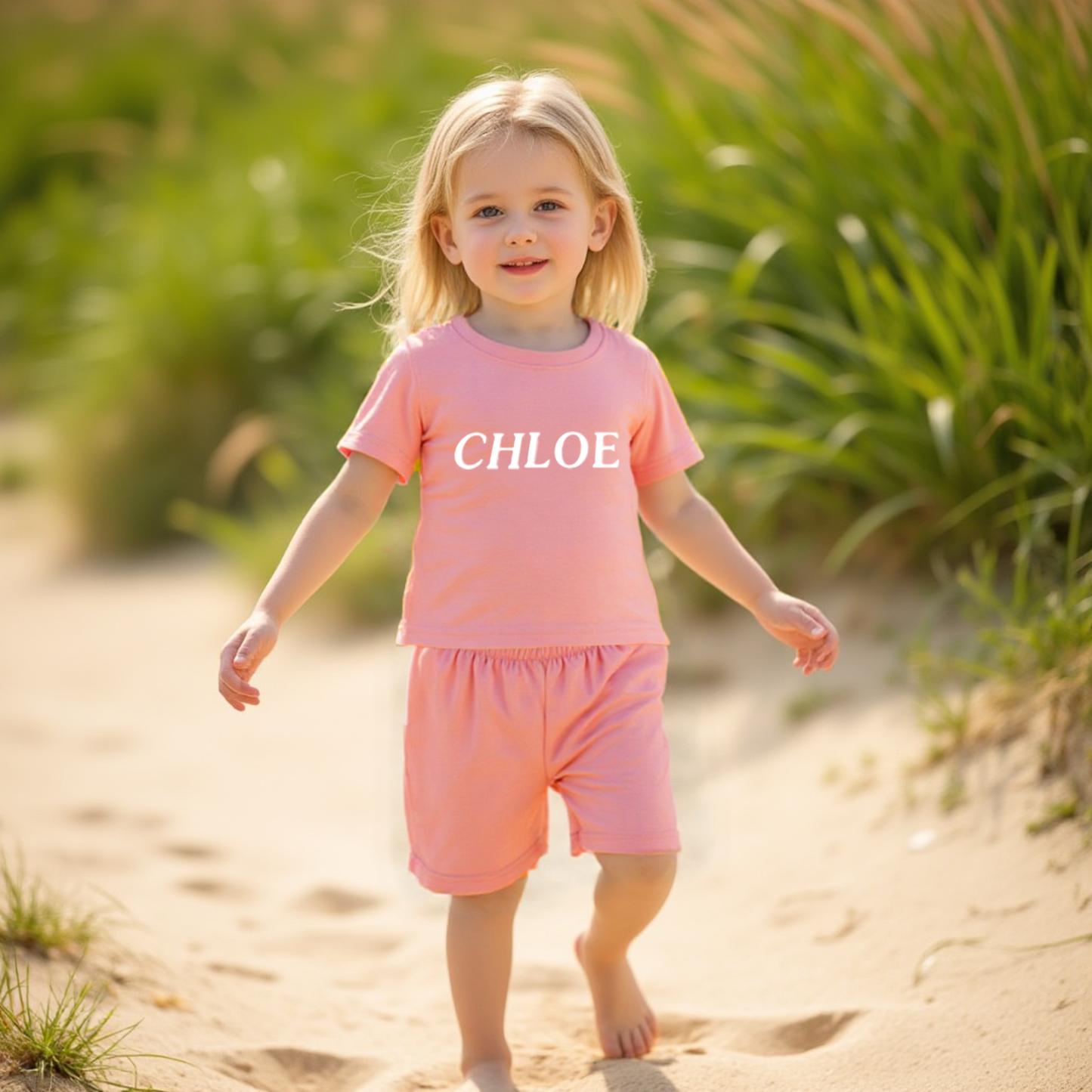 Personalized Kid Summer Puff Name T-Shirt and Shorts Set| Cloth232