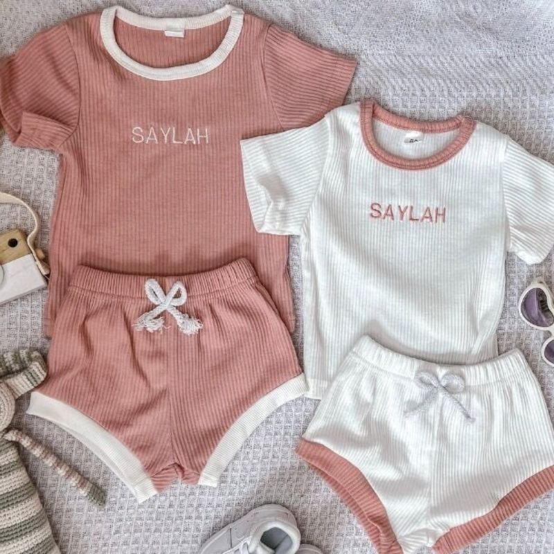Personalized Kids Embroidered Summer Shorts Set| Cloth174