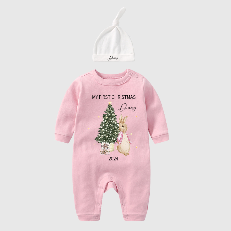 Personalized Baby First Christmas Rabbit Outfit| BBCloth1203
