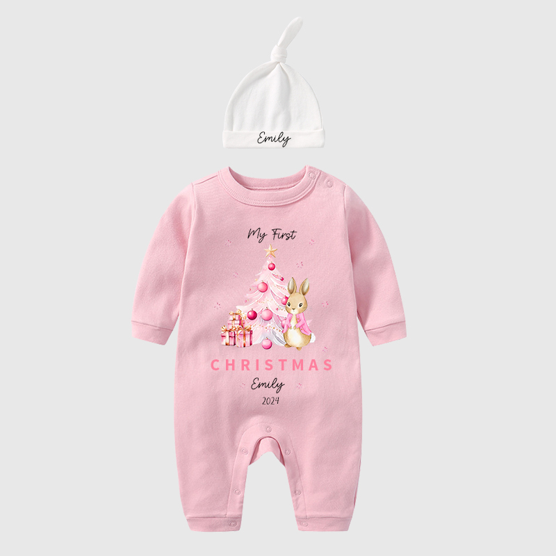 Personalized Baby First Christmas Rabbit Outfit| BBCloth1205