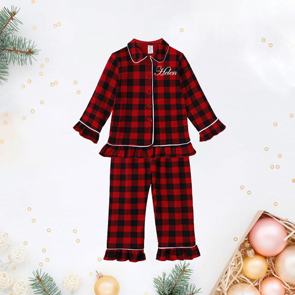 Personalized Kids Embroidered Name Christmas Pajamas| Cloth201
