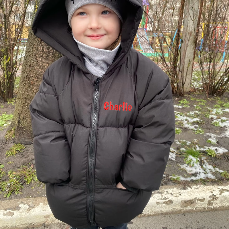 Personalized Kids Winter Thicken Warm Embroidered Hooded Jacket| Cloth203