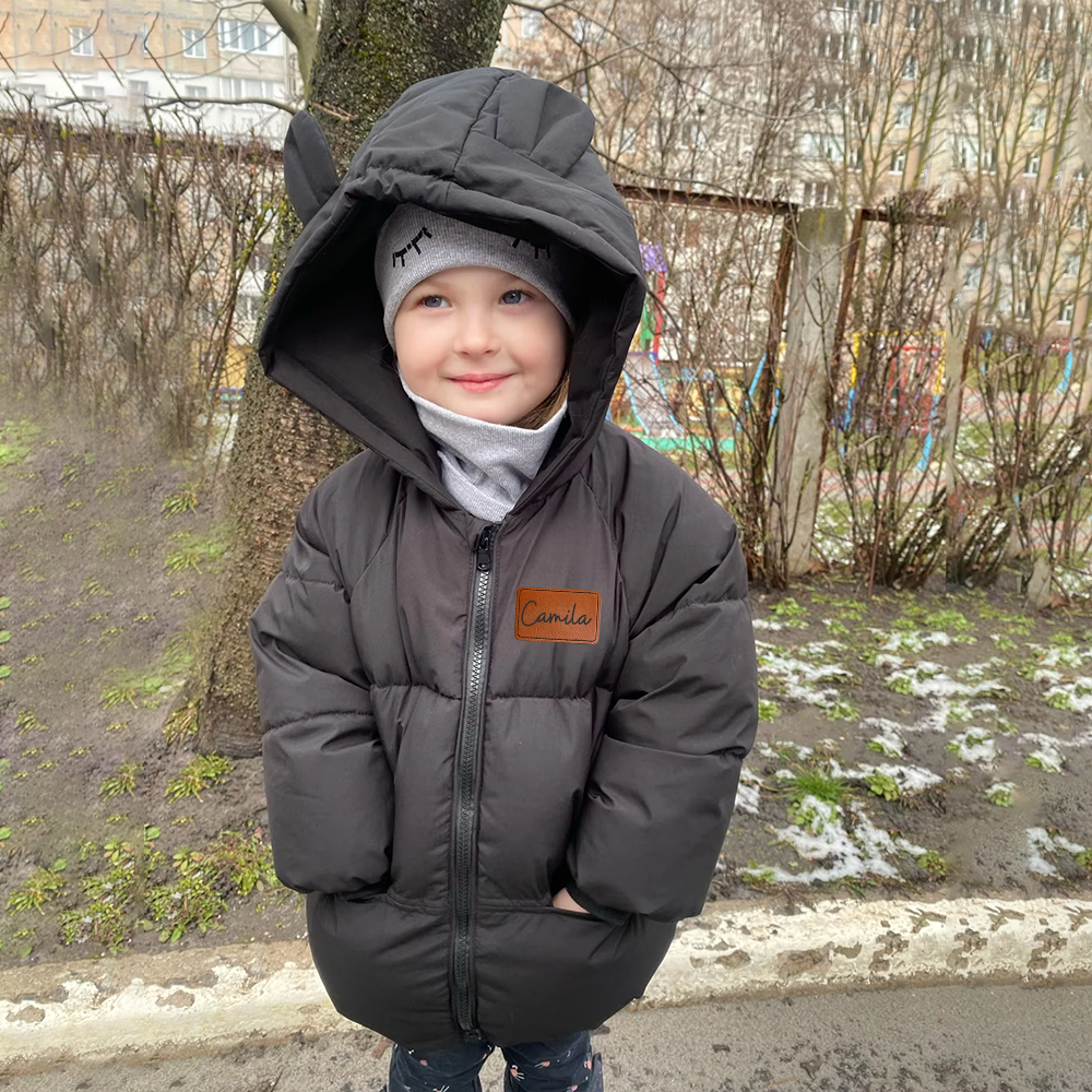 Personalized Kids Winter Thicken Warm Leather Hooded Jacket| Cloth204