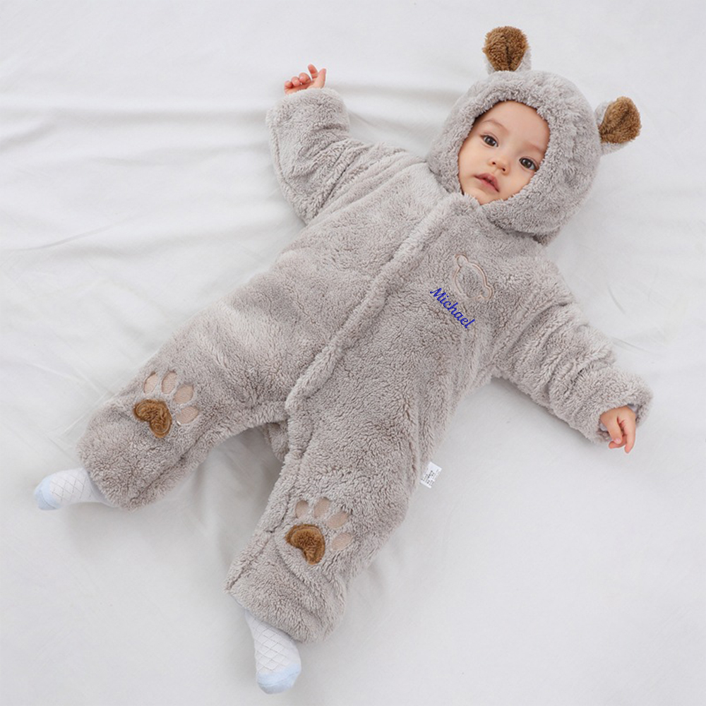 Personalized Unisex Baby Bear Fleece Jumpsuit| BBCloth77