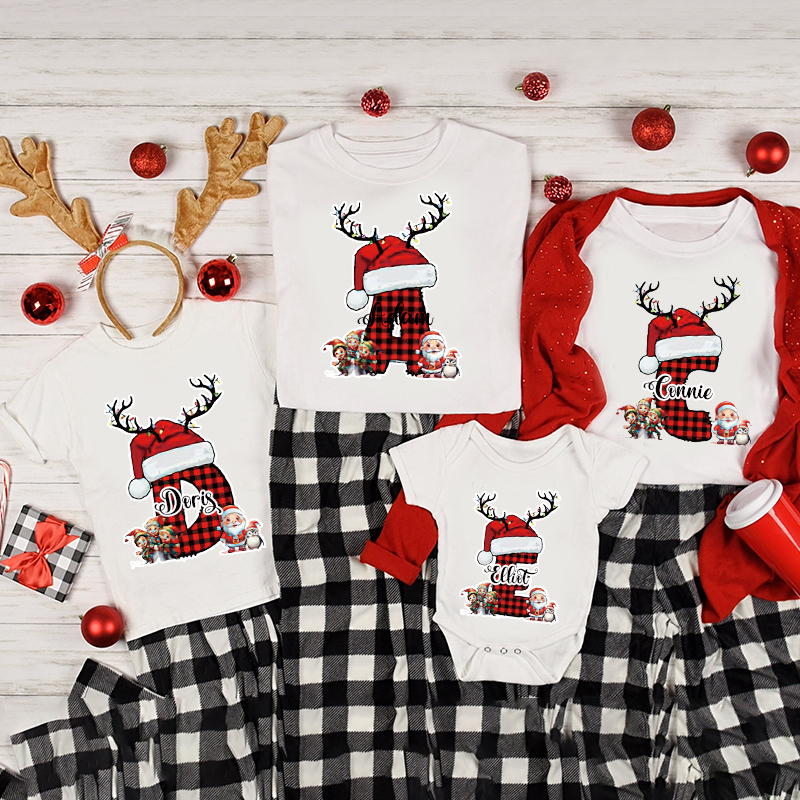 Personalized Family Christmas Monogrammed Name T-Shirt| Match0419