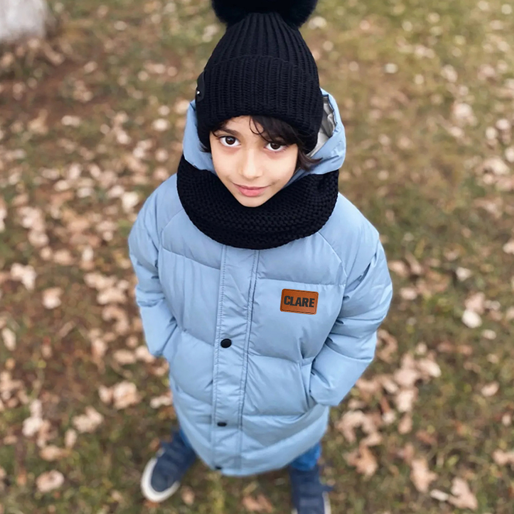 Personalized Kid Leather Patch Winter Thickened Warm Jacket| Cloth211