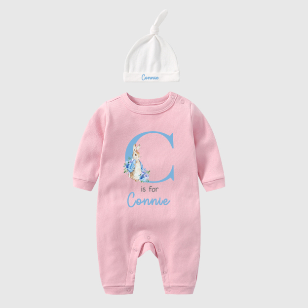 Personalized Rabbit Initial Baby Going Home Sets| BBCloth1220