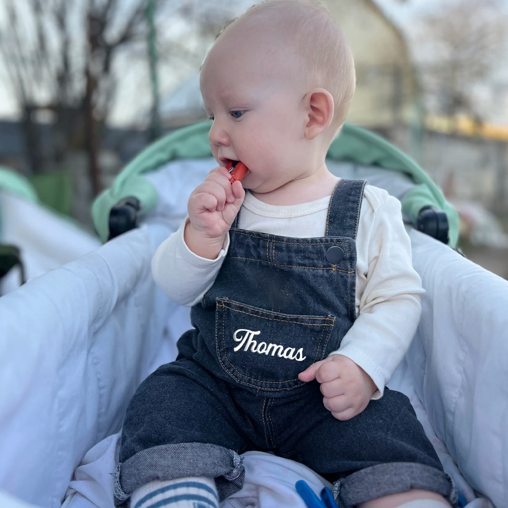 Personalized Kids Embroidered Denim Overalls| Pants21