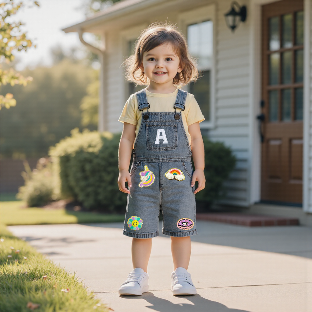 Personalized Kids Patch Denim Overalls| Pants23
