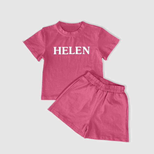 Personalized Kid Summer Puff Name T-Shirt and Shorts Set| Cloth232