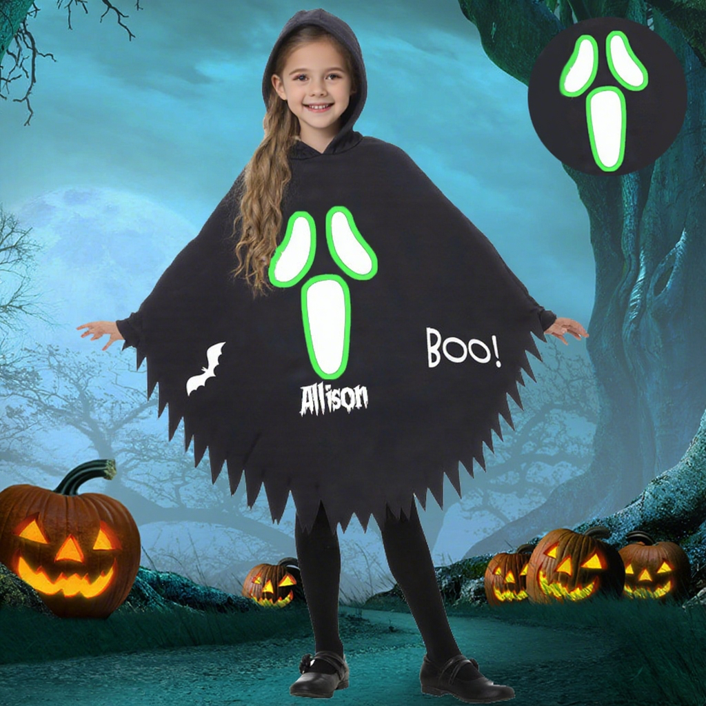 Kids Halloween Ghost Glow Costume Cloak Cape| YESHalloween01