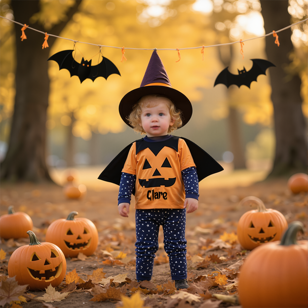 Personalized 4Pcs Baby Halloween Costumes Pumpkin Outfit| YESHalloween04