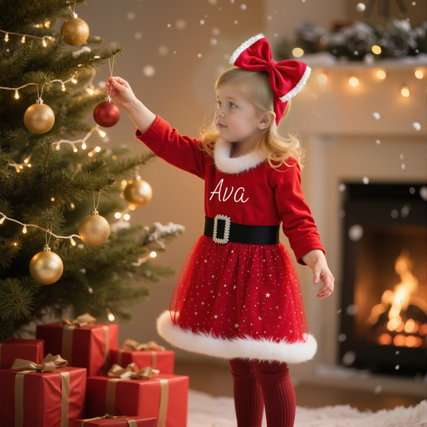 Personalized Girl Christmas Dress| Cloth64