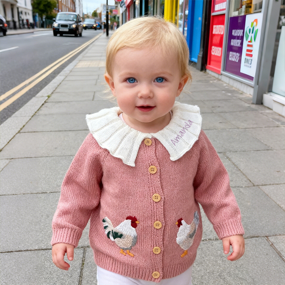 Personalized Baby Embroidered Chick Cardigan| BBcloth102
