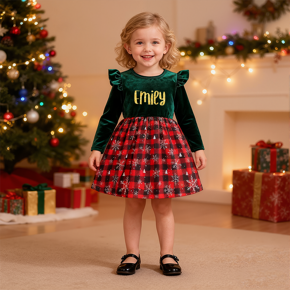 Personalized Girl Christmas Cute Snowflake Dress| YESMC25