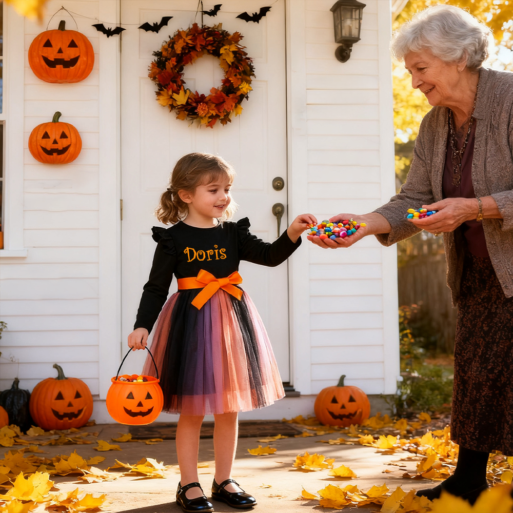 Personalized Girl Halloween Tuell Dress| YESHalloween08