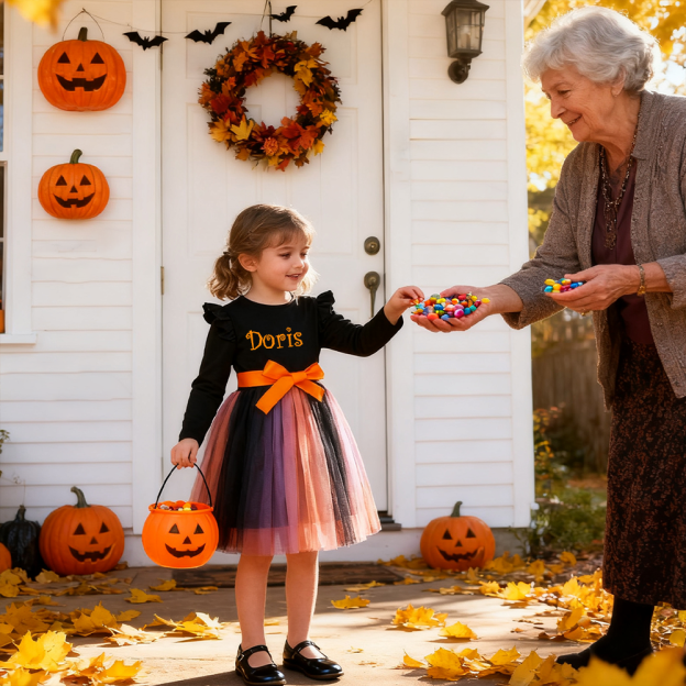 Personalized Girl Halloween Tuell Dress| YESHalloween08