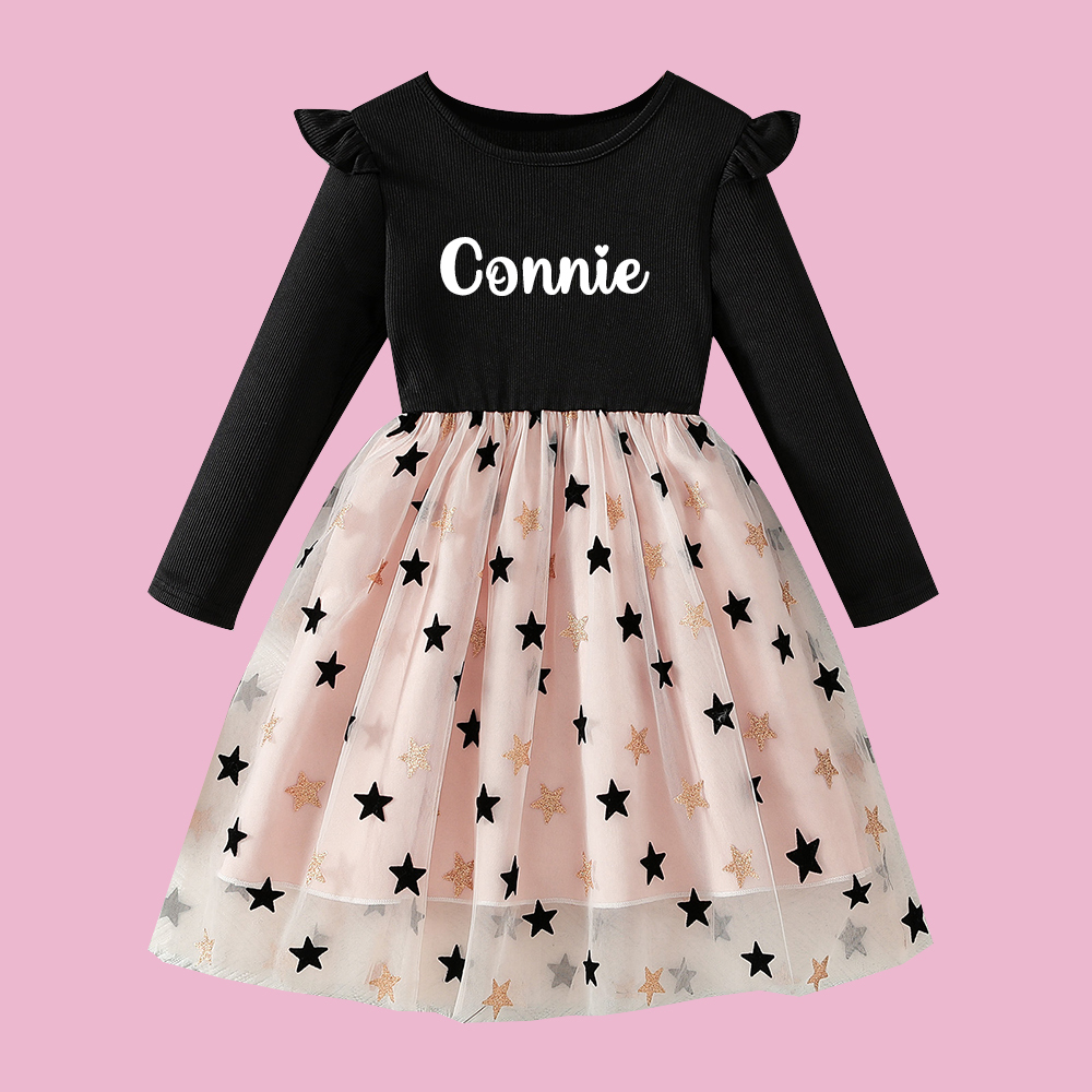 Personalized Girl Long Sleeve Cute Tulle Dress| Dress37