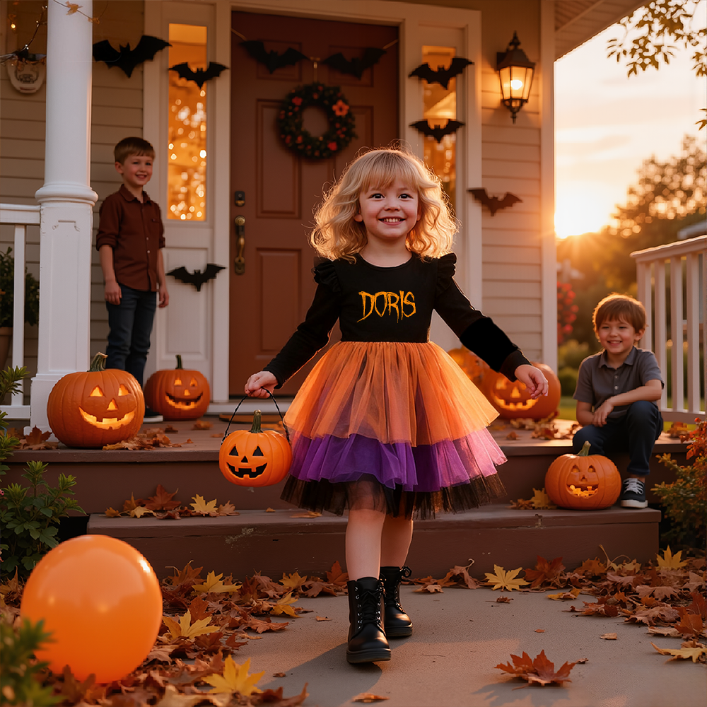 Personalized Girl Halloween Tulle Cake Dress| YESHalloween09