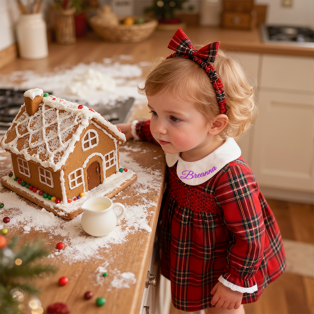 Personalized Girl Red Dress With Headband| YESMC29
