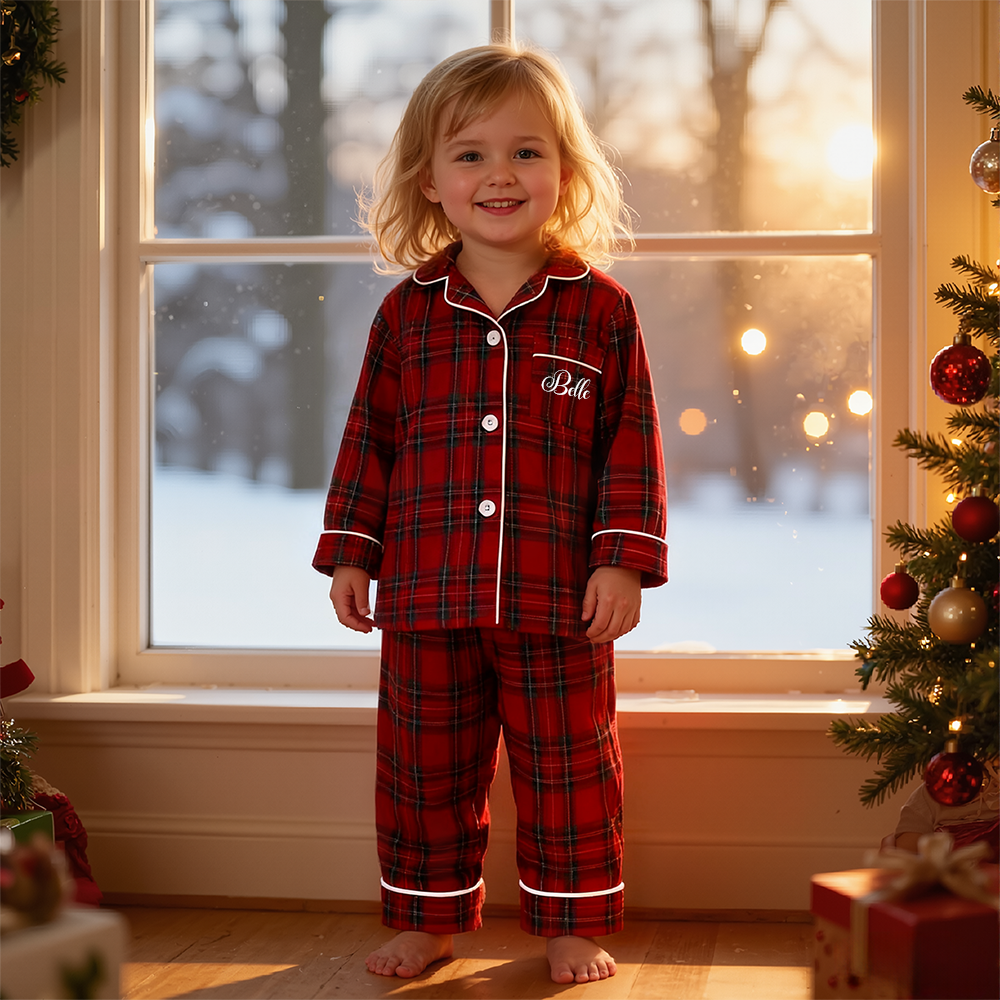 Personalized Kids Siblings Matching Plaid Pajamas| YESMC31