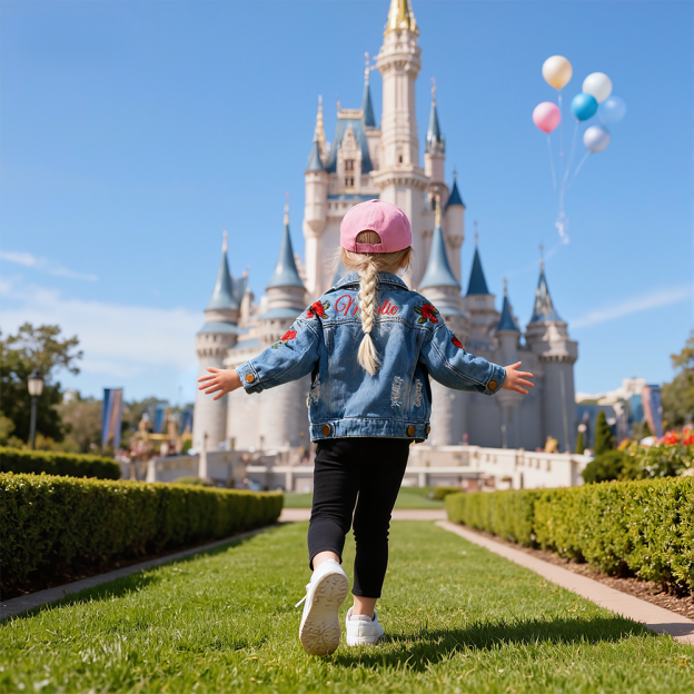 Personalized Girl Embroidered Rose Demin Jacket| Cloth251