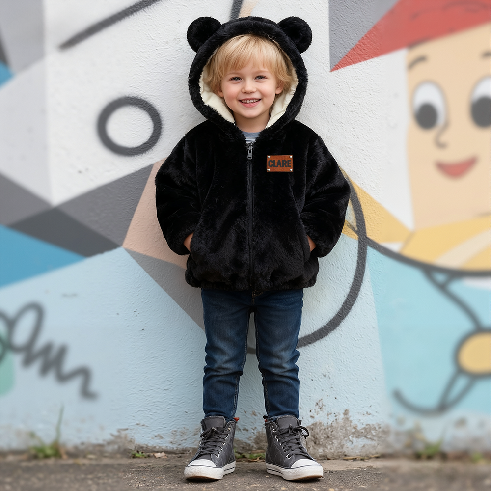 Personalized Leather Patch Kids Bear Jacket| Cloth255