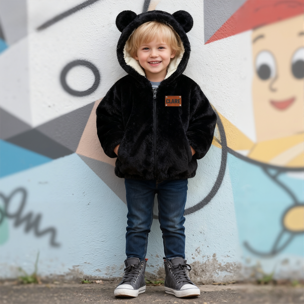 Personalized Leather Patch Kids Bear Jacket| Cloth255