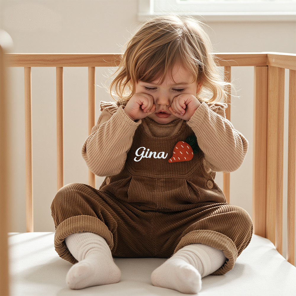 Personalized Kids Embroidered Corduroy Overalls| Pants26