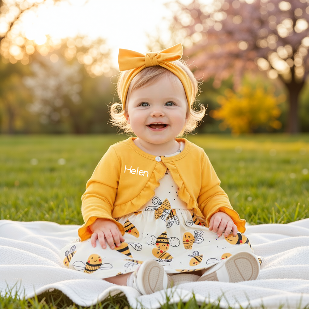 Personalized Baby GirlLittle Bee Dress With Headband| BBcloth113