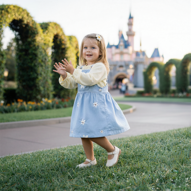 Personalized Girl Embroidered Flower Suspender Dress| Dress45