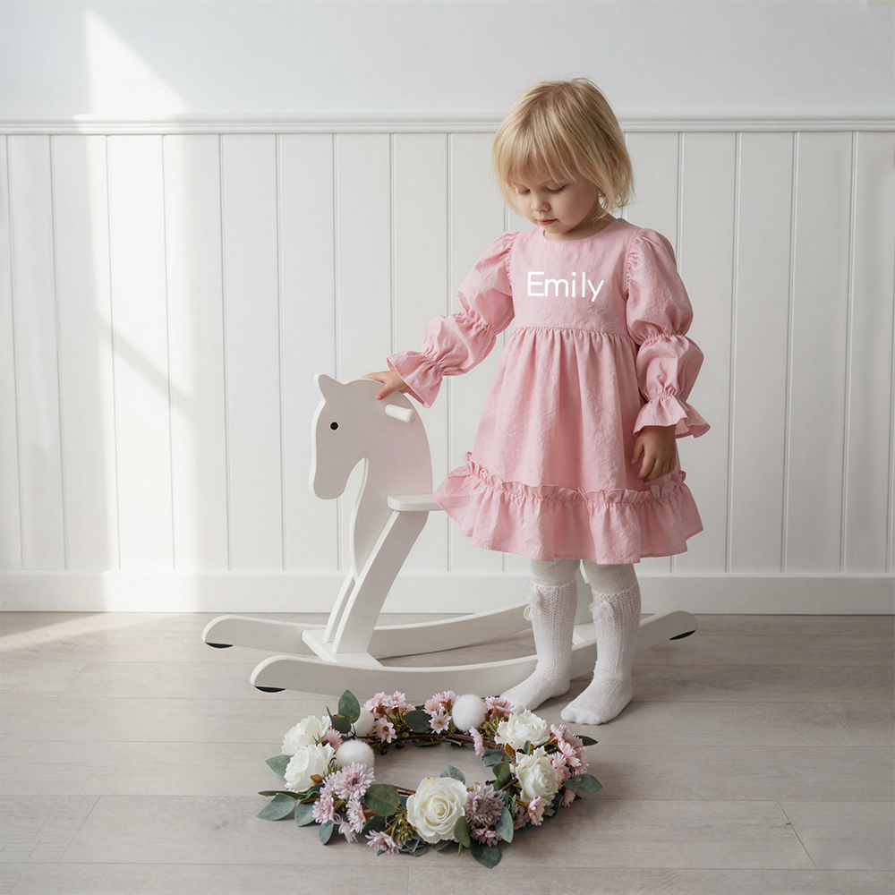 Personalized Girl Pink Lantern Sleeves Dress| Dress45