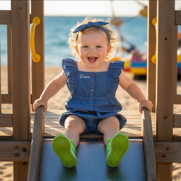 Personalized Baby Girl  Denim Romper Set| BBcloth117