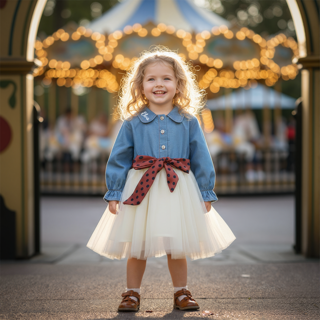 Personalized Girl Demin Tulle Dress| Dress46