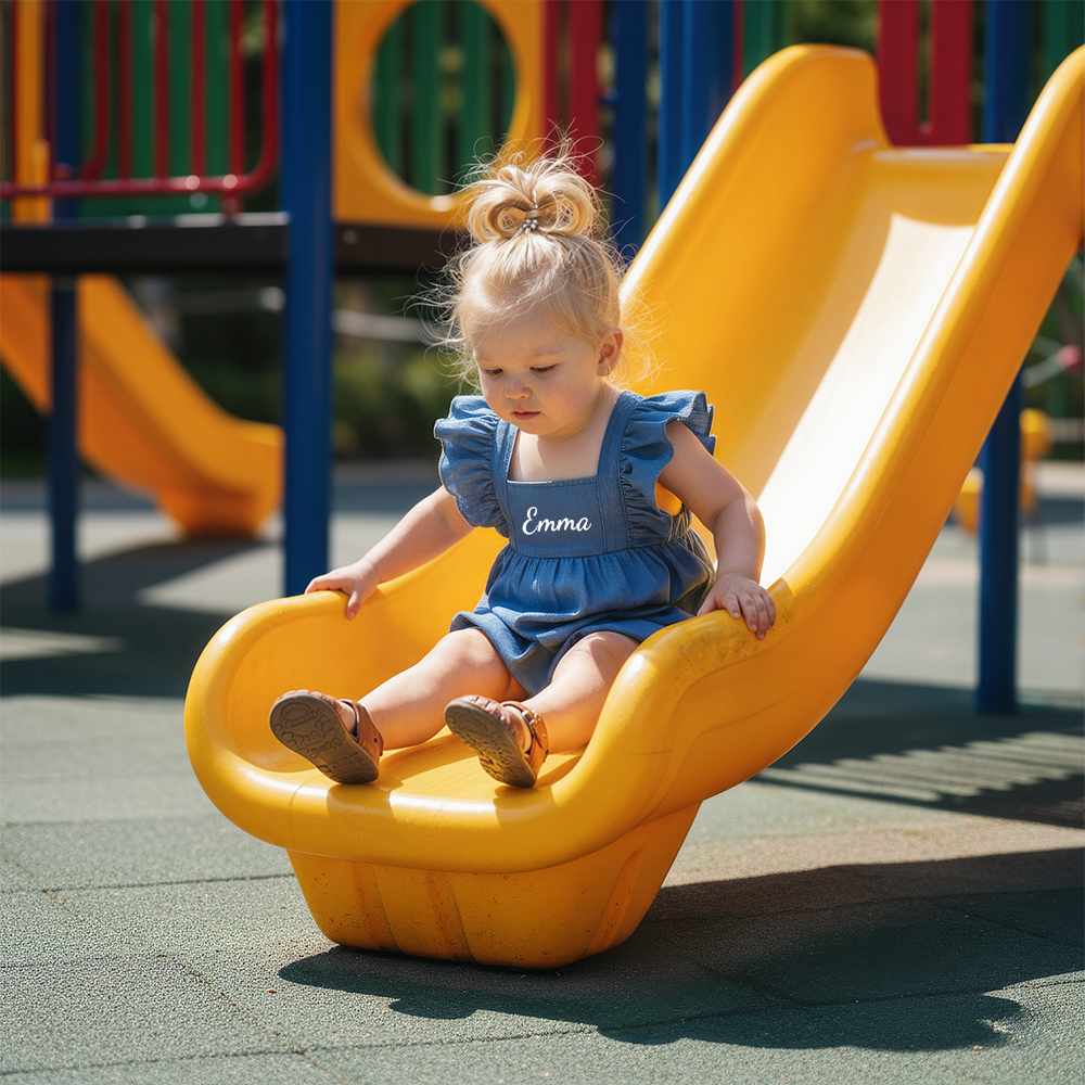 Personalized Baby Girl  Denim Romper Set| BBcloth118