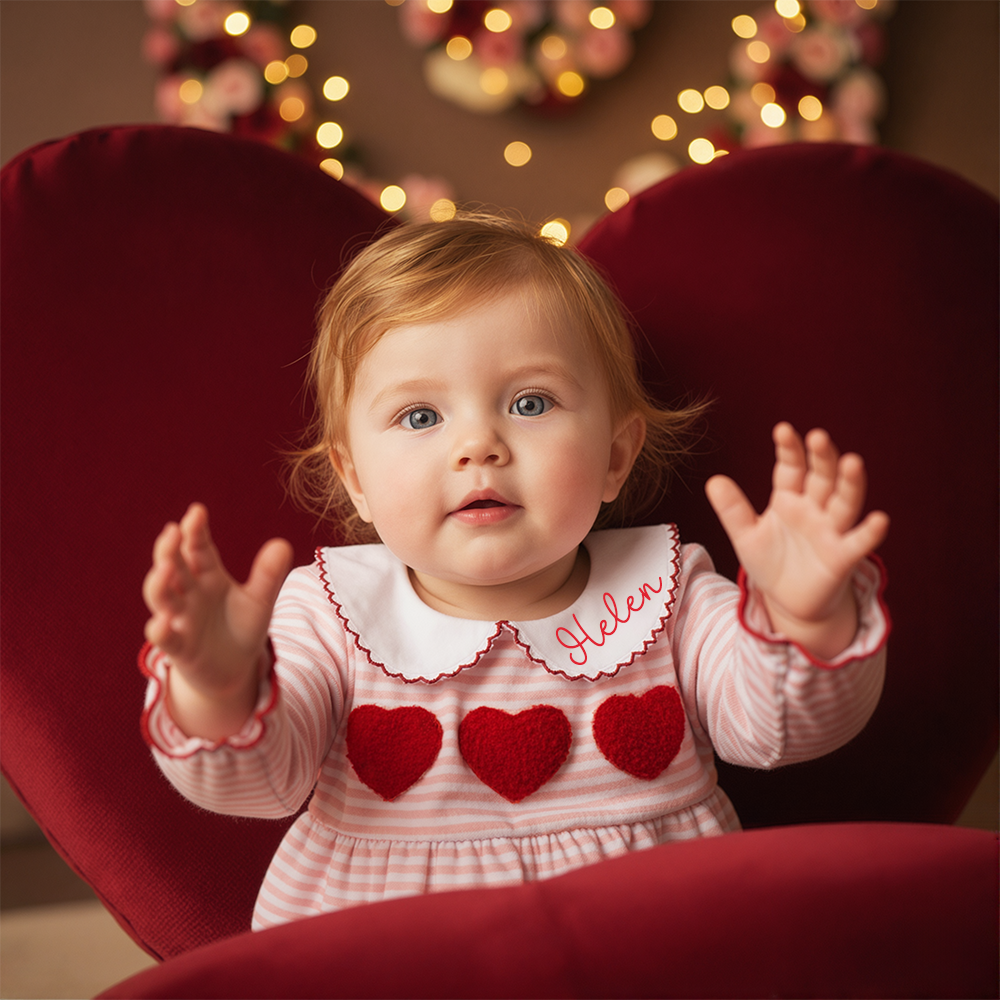 Personalized Baby Valentine Long Sleeves Romper| YESVa03