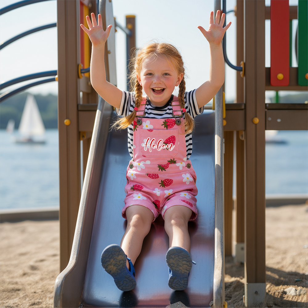 Personalized Girl Strawberry Overalls| Pants28