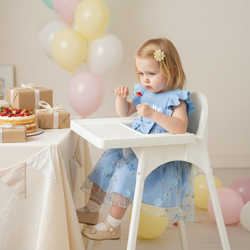 Personalized Girl Floral Mesh Dress| Dress54