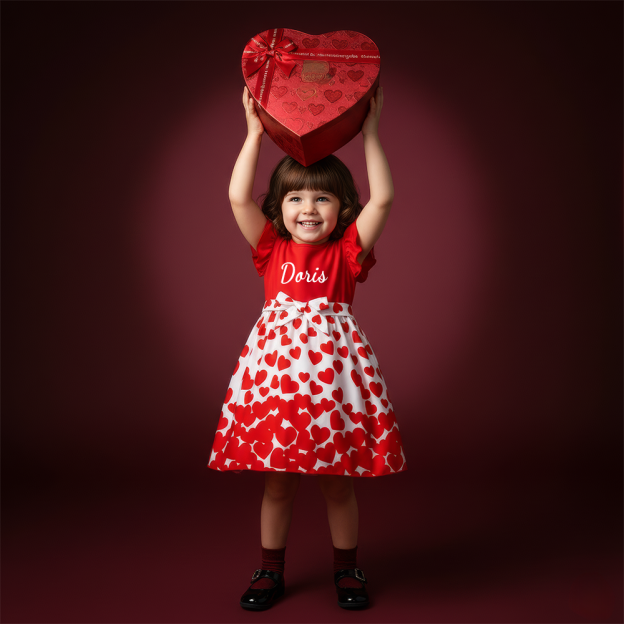 Personalized Girl Valentine's Day Heart Dress| YESVa12