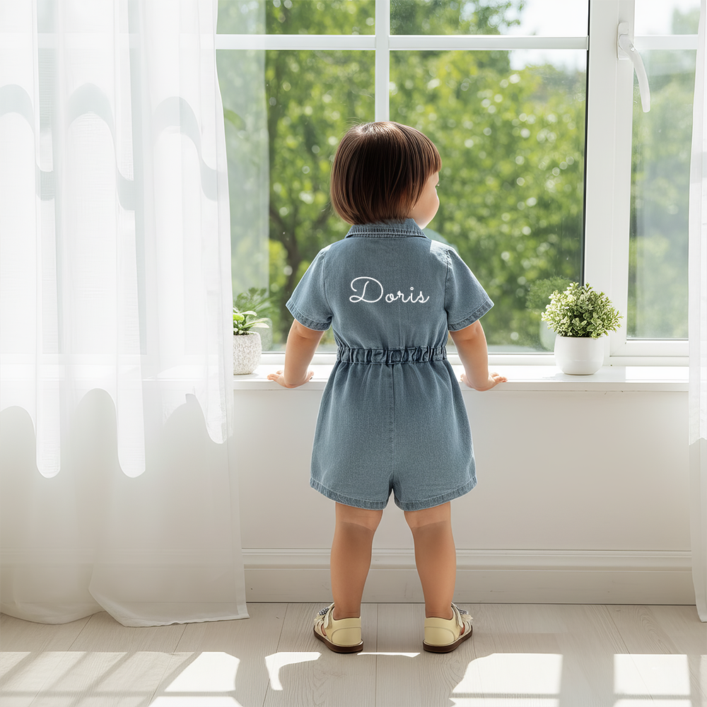 Personalized Kids Casual Denim Jumpsuit | Cloth264