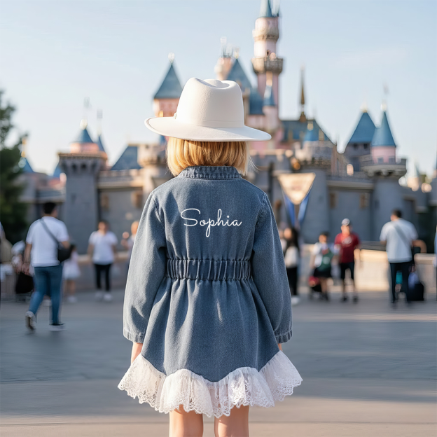 Personalized Girl Lace Retro Denim Dress| Cloth265
