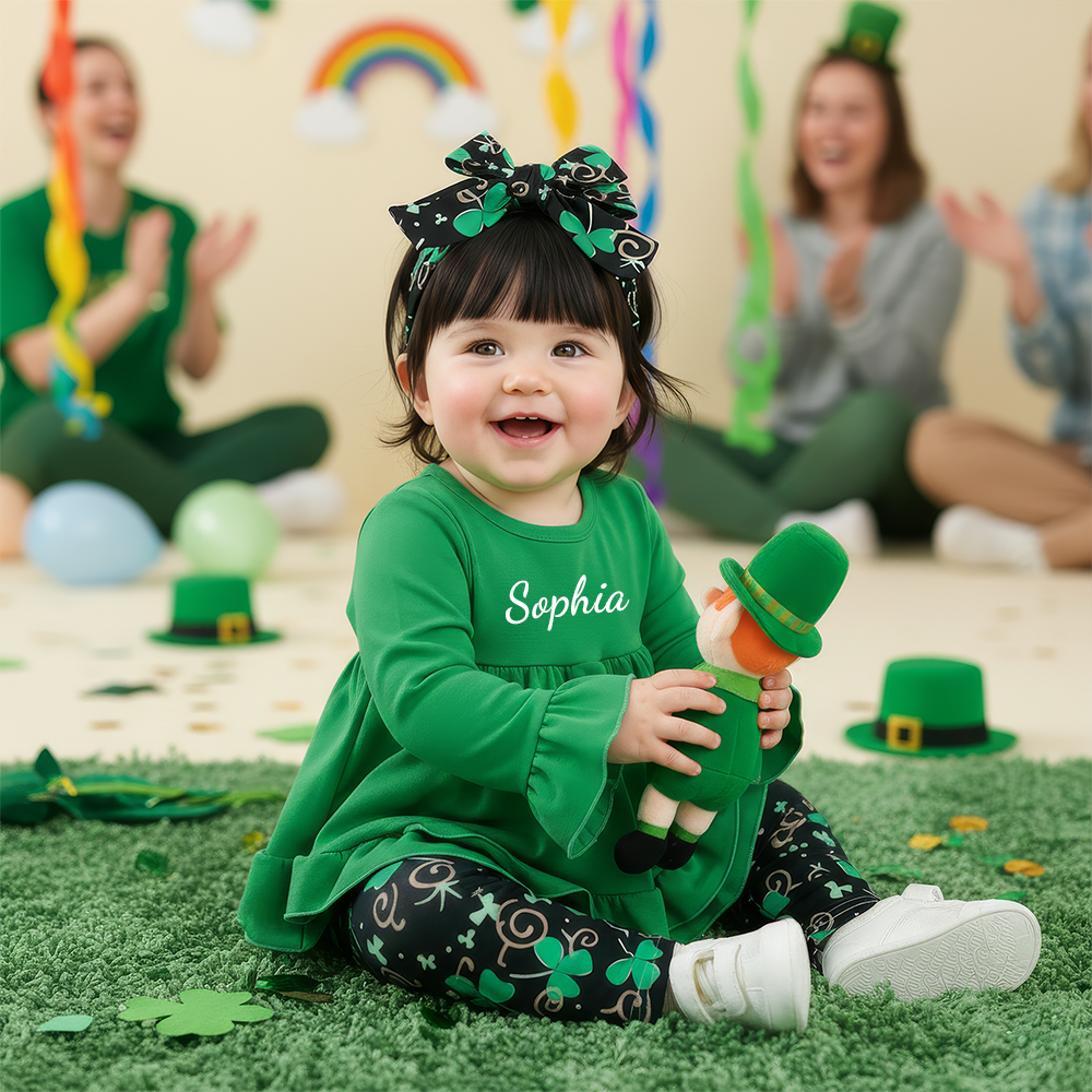 Personalized St. Patrick's Day Green Ruffle Baby Outfit Set| BBcloth122