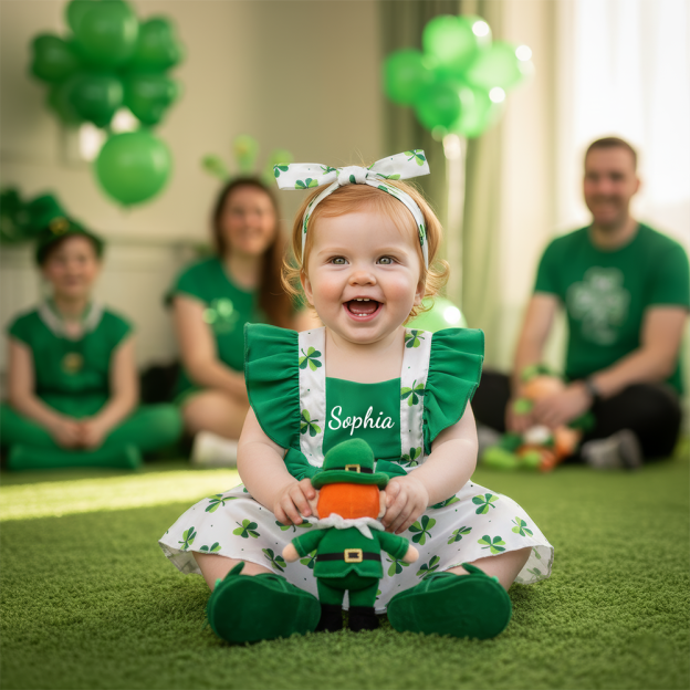 Personalized St. Patrick's Day Baby Dress & Headband Set| Dress60