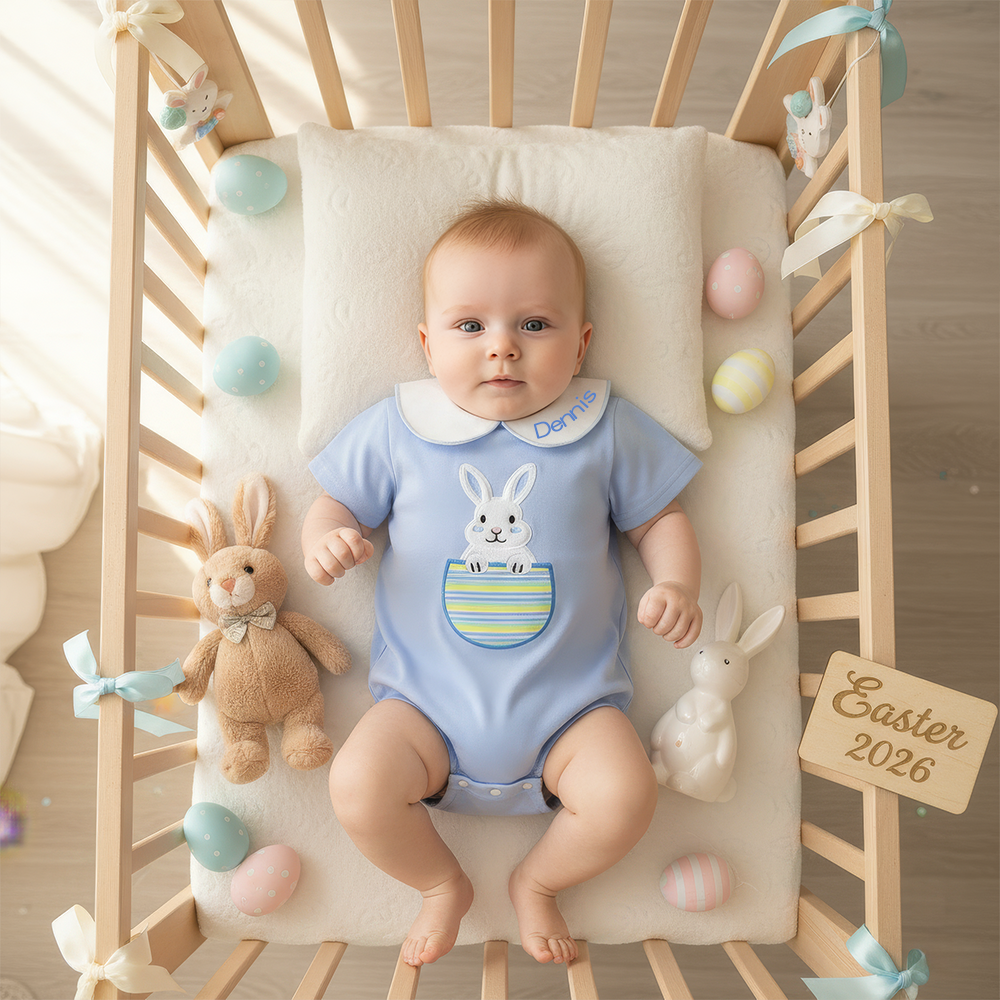 Personalized Baby Easter Bunny Romper| BBcloth126