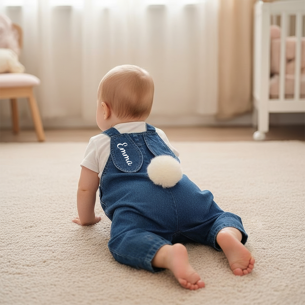 Personalized Kids Bunny Ear Demin Overalls| Pants33