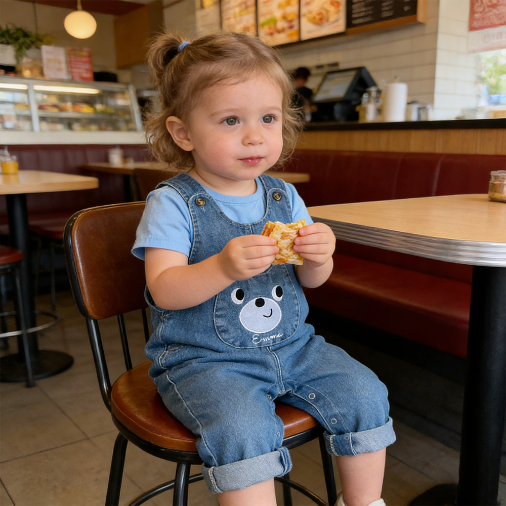 Personalized Baby Cute Bear Denim Overalls| Pants35