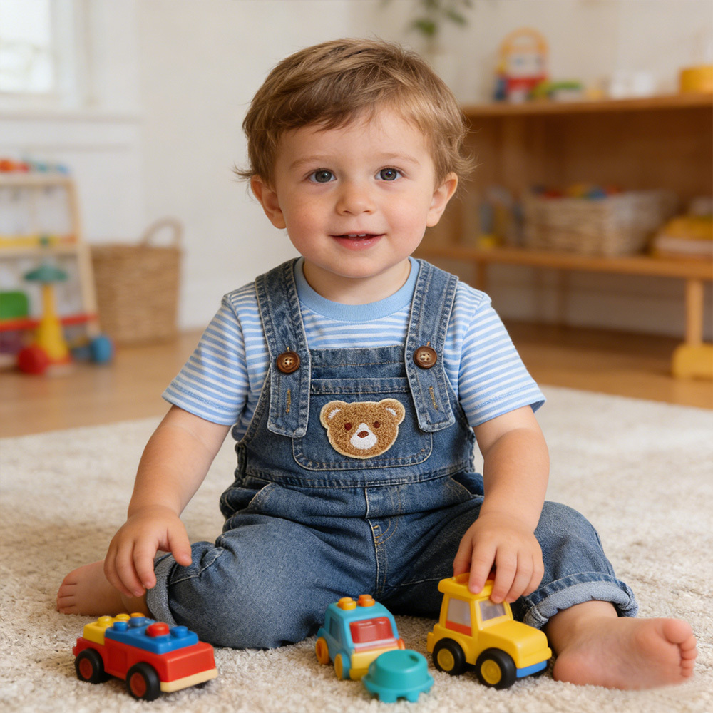 Kids Bear Denim Overalls| Pants43
